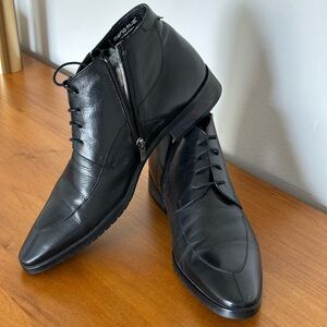 mario muzi Black Leather Ankle Men's boots EU 42 US 9,5-10.